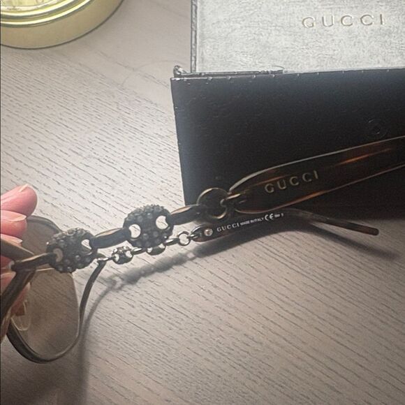 Vintage Y2K Designer Luxury Gucci Brown Bronze Marina Chain Women\'s Sunglasses main image 6